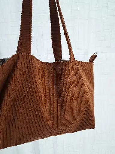 PERSONNALISATION Sac cabas en velours côtelé